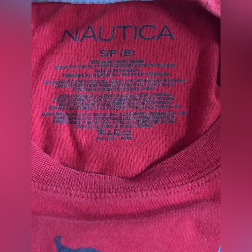 Nautica Graphic Logo T-Shirt Red Kids Size 8 - Picture 2 of 4
